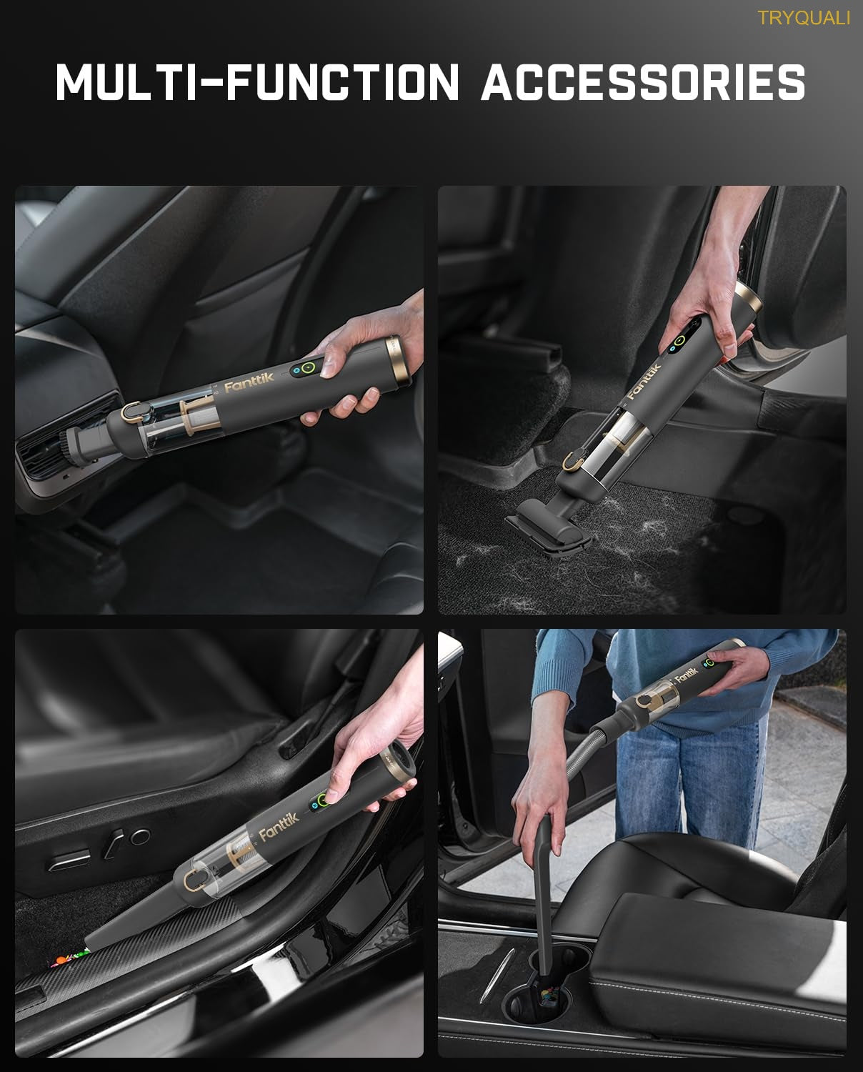 4-in-1 Cordless Handheld Vacuum – 19kPa High-Power Mini Cleaner